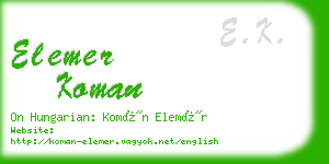 elemer koman business card